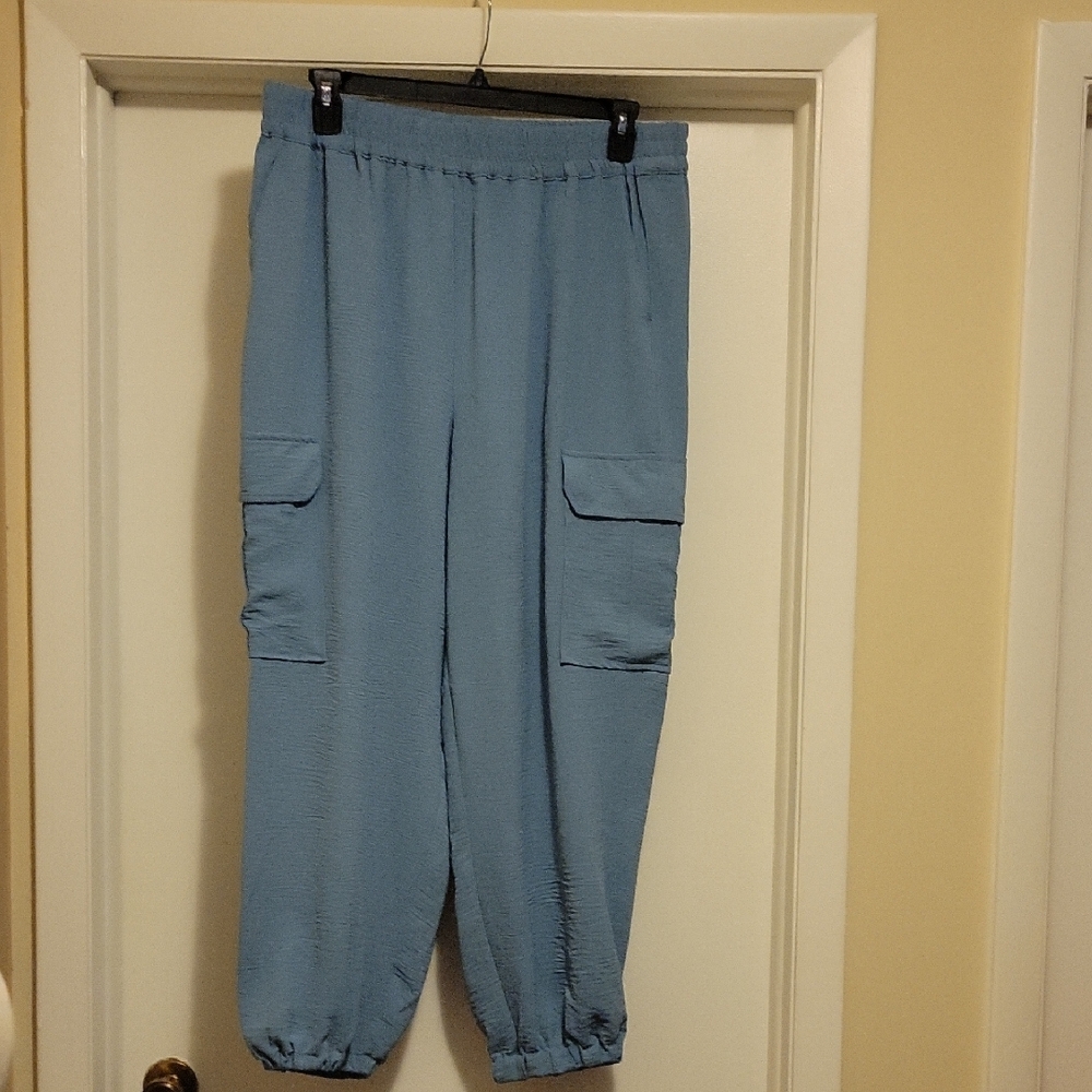 Intempo Women's Plus Blue Cargo Jogger Pants